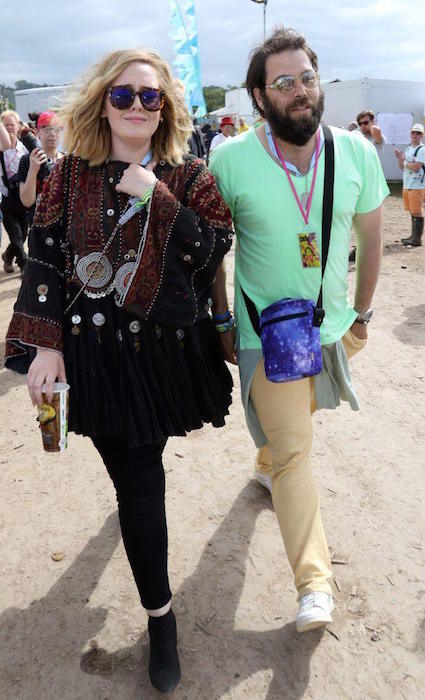 Adele and husband Simon Konecki at the 2015 Glastonbury Music Festival