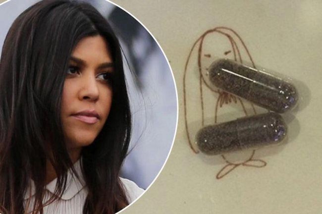 Kourtney Kardashian with placenta pills
