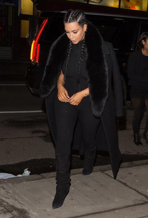 Kim Kardashian out in NYC with family in February 2016