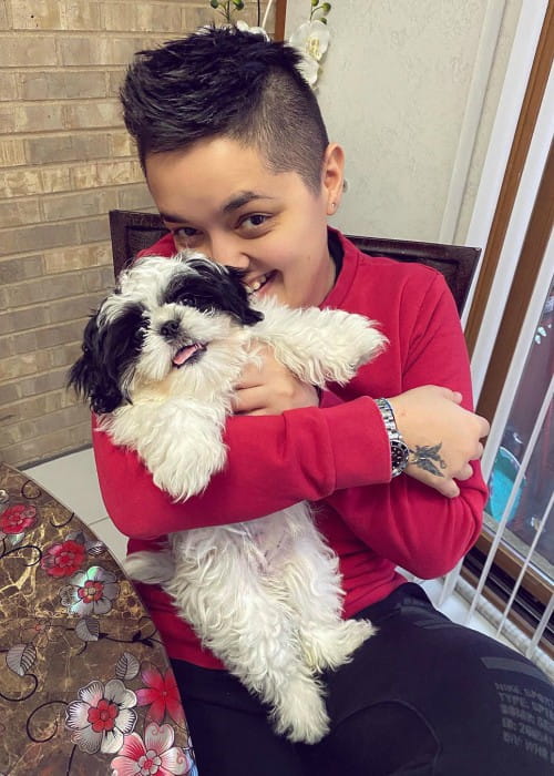Marija Šerifović with her dog as seen in February 2020