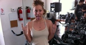 Kaley Cuoco Spinning Workout