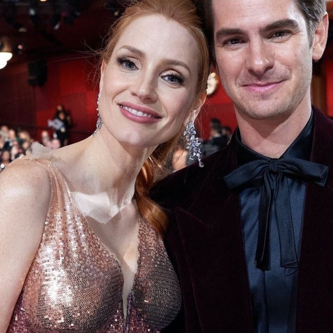 Andrew Garfield Jessica Chastain at Oscars 2022