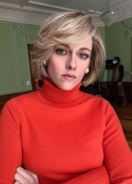 Kristen Stewart as Lady Diana, Princess of Wales which she played in 2021 movie Spencer