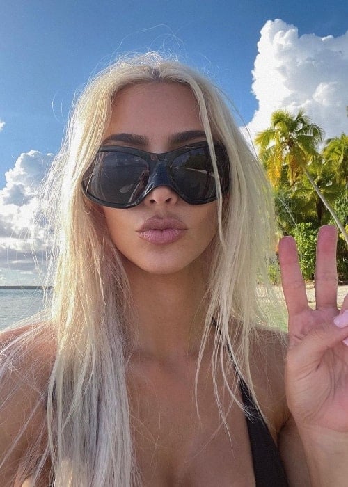 Kim Kardashian enjoying her time on the beach in June 2022