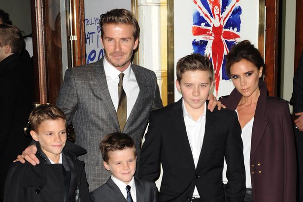 David Beckham Victoria Beckham con la familia