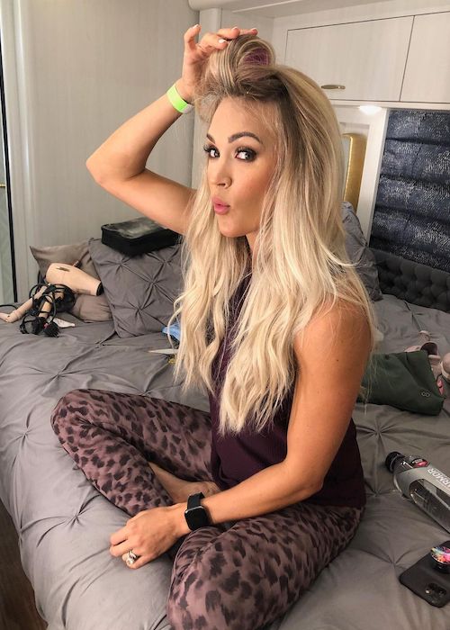 Carrie Underwood while getting ready for ACM Awards 2020