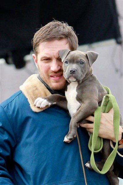 Tom Hardy with dog Max