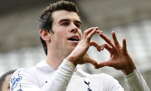 Gareth Bale's heart celebration after scoring a goal.