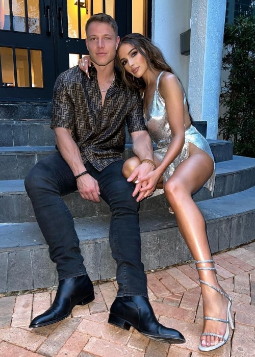 Olivia Culpo celebrating her 30th birthday in May 2022 with Christian McCaffrey