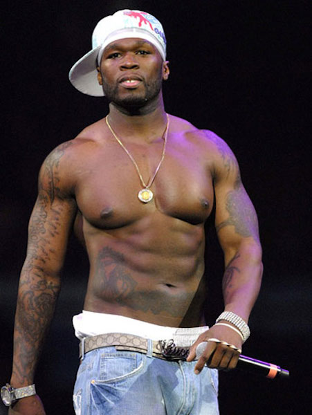 50 Cent shirtless