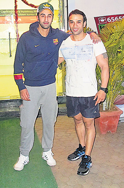 Ranbir Kapoor and his trainer Pradeep Bhatia.