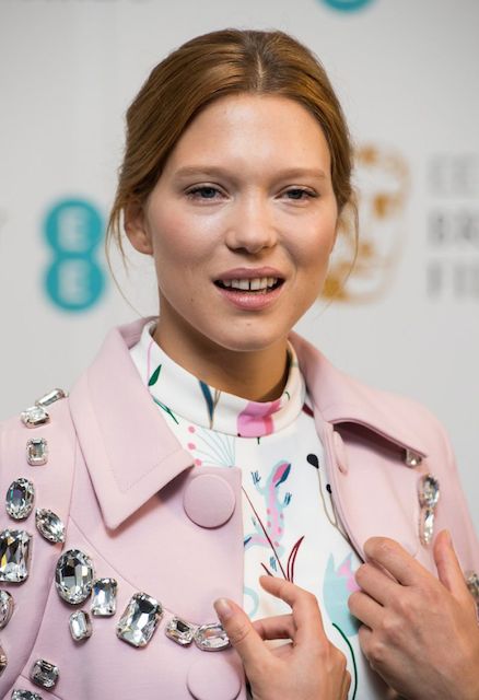 Léa Seydoux wearing Prada and Miu Miu at 2014 EE BAFTAs Rising Star Award Nomination Photocall in London