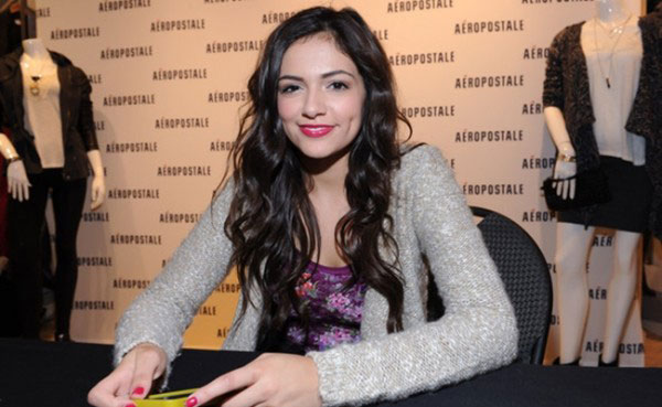 Bethany Mota showing off her Aeropostale Clothing Line