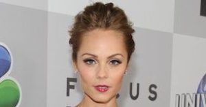Laura Vandervoort wears Rachel Gilbert at NBC Universal's 2014 Golden Globe Awards After Party