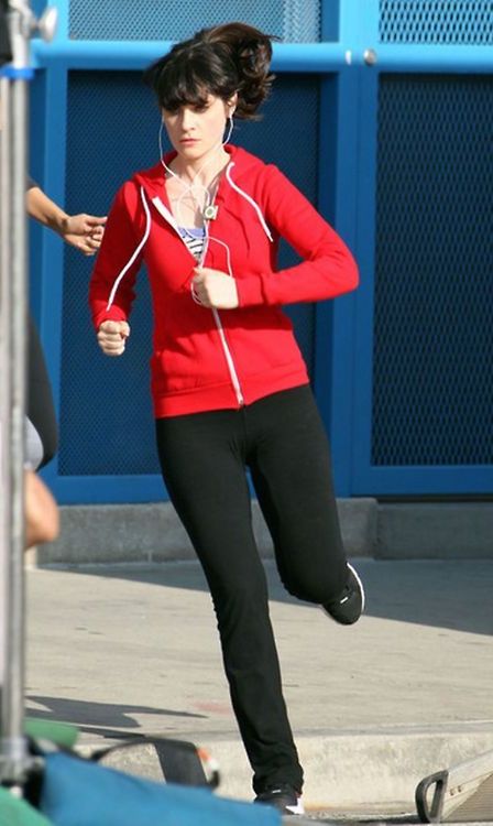 Zooey Deschanel running workout