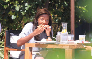 Angela Simmons eating her lunch.