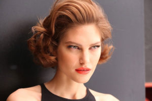 Catherine McNeil backstage for DSquared2 at 2014 Milan Fashion Week