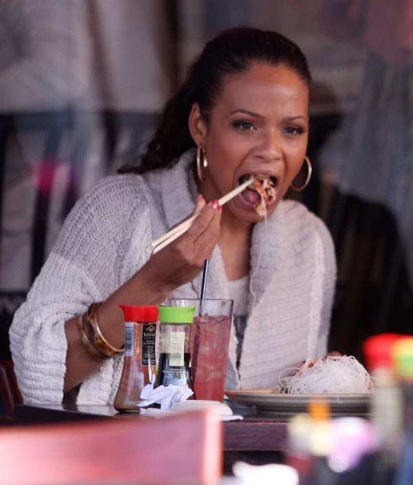 Christina Milian eating her lunch