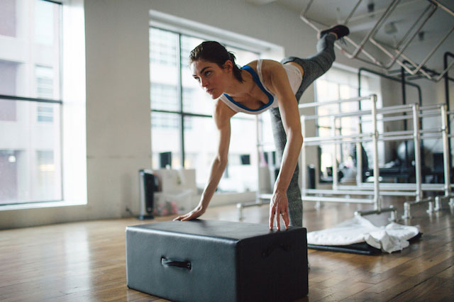 Hilary Rhoda stretching