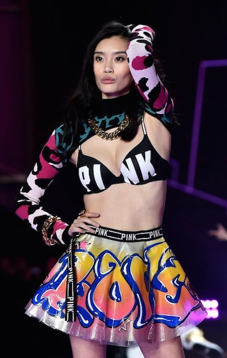Ming Xi walks the runway during the 2014 Victoria's Secret Fashion Show.