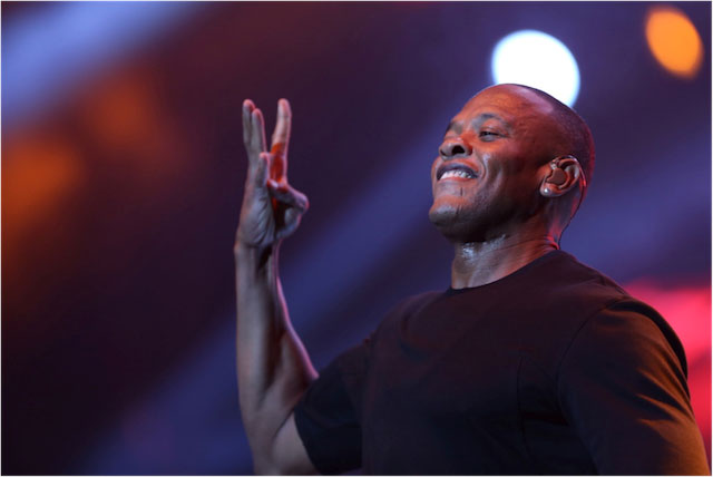 Dr. Dre zeigt das bekannte West Coast-Zeichen.