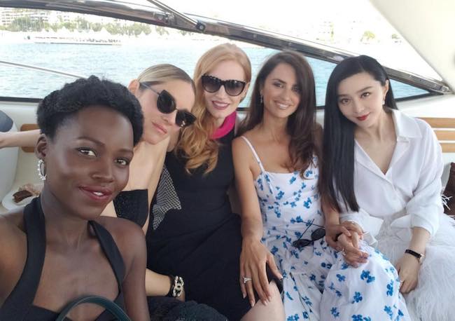 Lupita Nyong'o, Marion Cotillard, Jessica Chastain, Penélope Cruz, and Fan Bingbing [From Left] in a May 2018 selfie