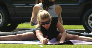 Fergie working out