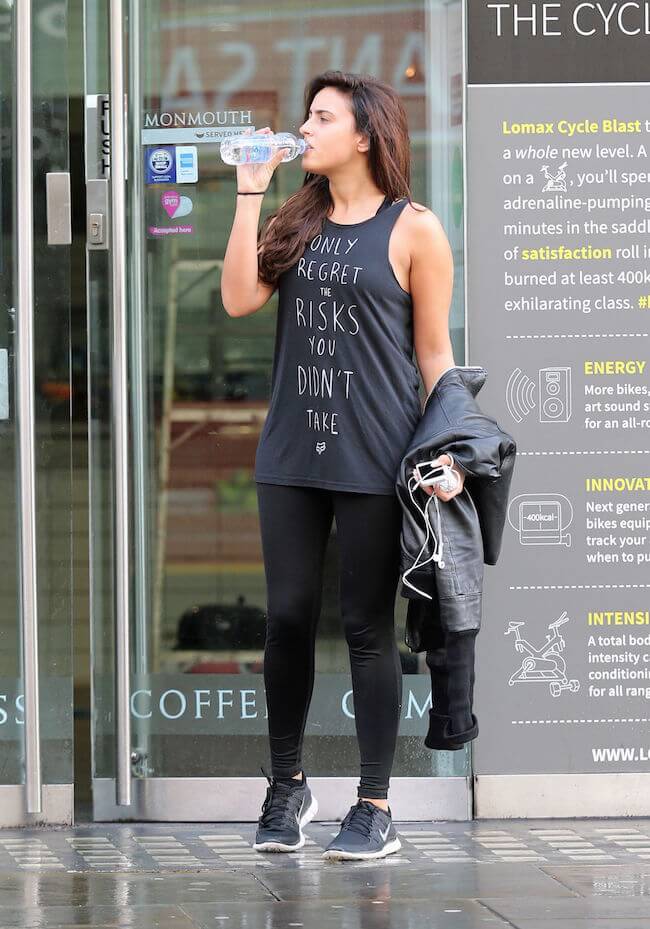 Nadia Forde street style - Leaving a Gym in London in January 2015