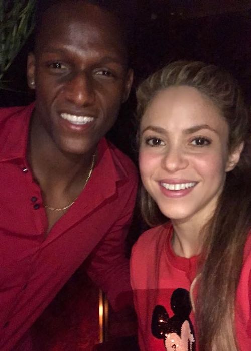 Shakira with Colombian footballer Yerry Mina in May 2018