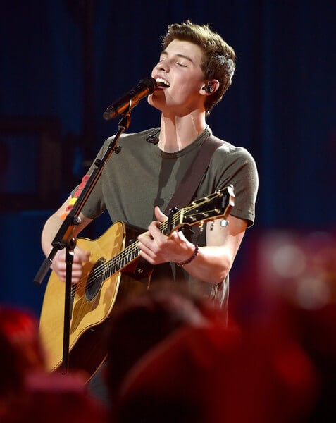 Musician Shawn Mendes performs onstage during iHeartRadio Music Awards Fan Army Nominee Celebration, presented by Taco Bell at iHeartRadio Theater on March 27, 2015 in Burbank, California