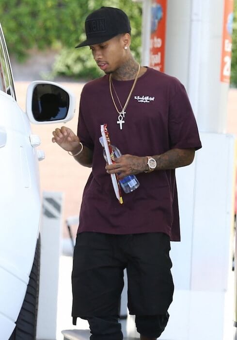 Tyga leaving the Center for Spiritual Living in Los Angeles, California on August 16, 2015