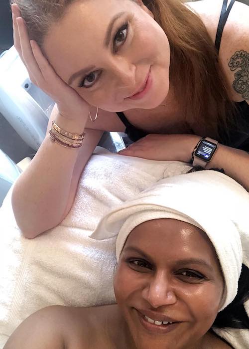 Mindy Kaling with Esthetician, Joanna Vargas (above) in April 2018