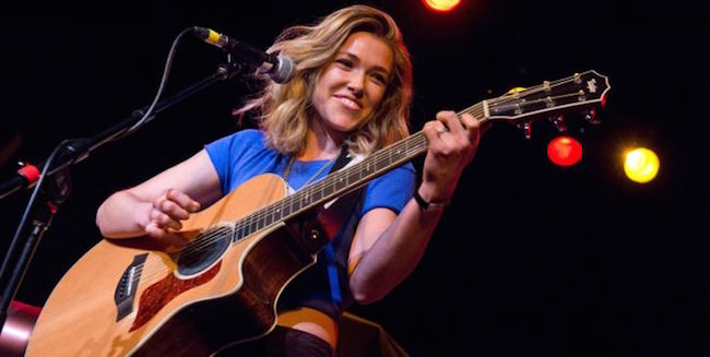 Rachel Platten playing guitar at Showbox in February 2015