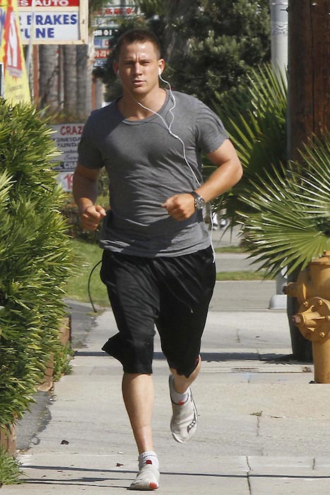 Channing Tatum running outdoors