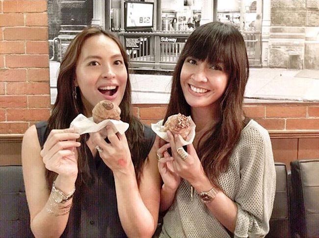 Isabel Roces Trebol and Valerie Delos Santos having cupcakes