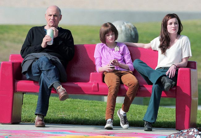 Jeffrey Tambor, Margo Harshman and Joey King films a scene for TV show "Bent"