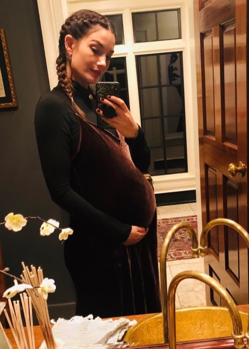 Lily Aldridge capturing her baby bump in a mirror selfie in December 2018