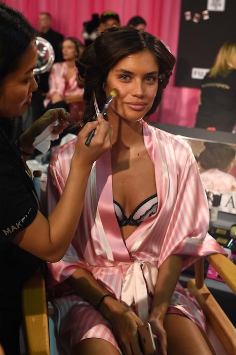 Sara Sampaio at 2015 Victoria's Secret Fashion Show backstage