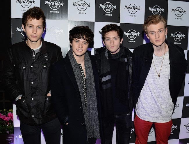 The Vamps bandmates James McVey, Brad Simpson, Connor Ball and Tristan Evans come to see Pixie Lott performance at Hard Rock Cafe London in November 2015