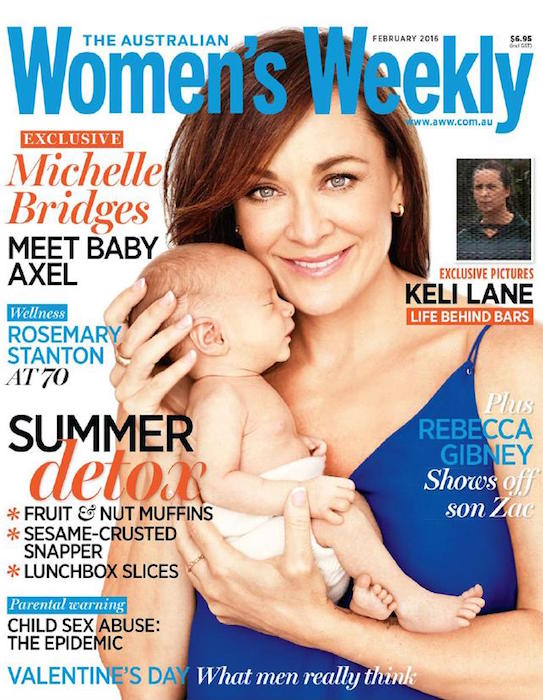 Michelle Bridges on the cover of "Women's Weekly" for their February 2016 issue