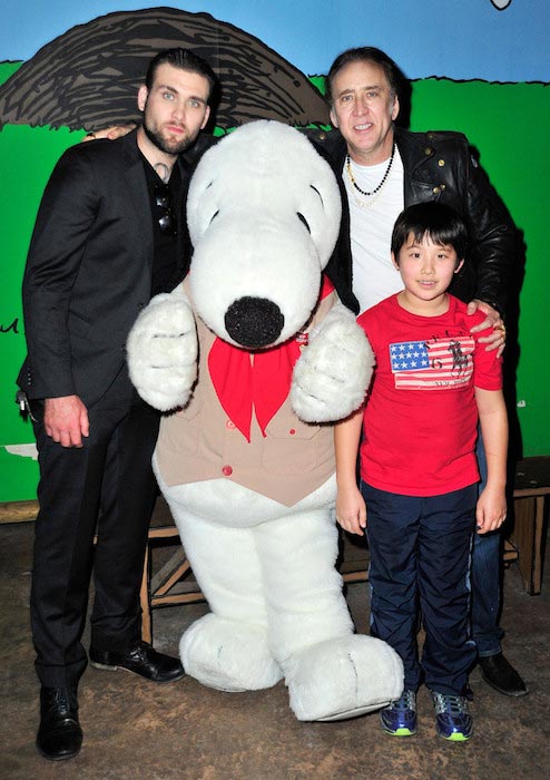 Nicolas Cage at Knott's Berry Farm with sons Weston (Left) and Kal-El on September 12, 2015