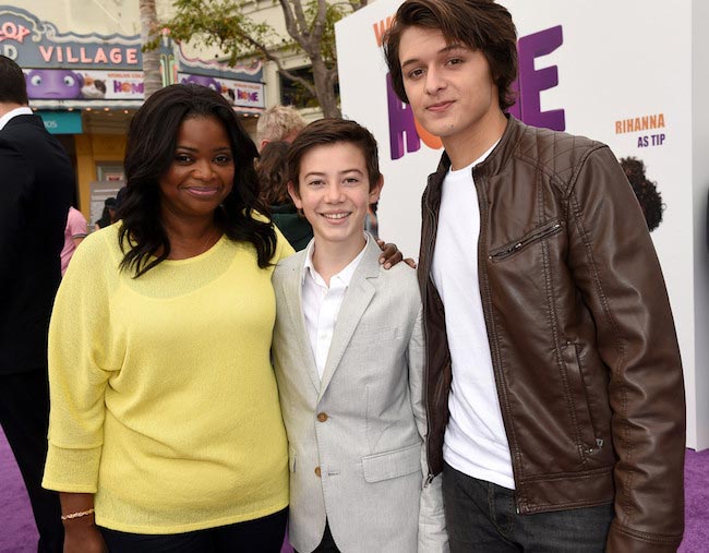 Octavia Spencer, actors Griffin Gluck and Nolan Sotillo during the premiere of Home in March 2015