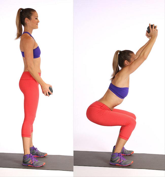 Squat Pushes weight overhead