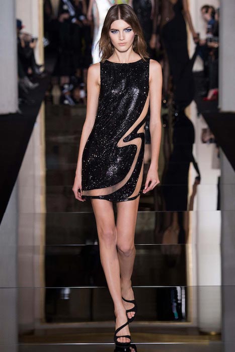 Valery Kaufman walking for Atelier Versace during Spring / Summer 2015 Fashion Show