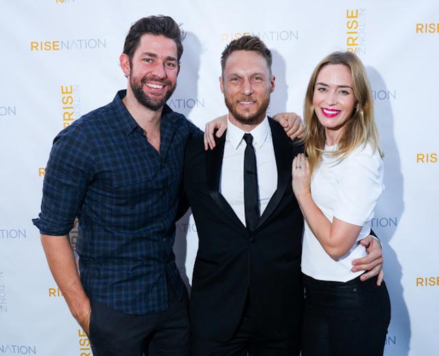 John Krasinski and wife Emily Blunt with celebrity trainer, Jason Walsh 