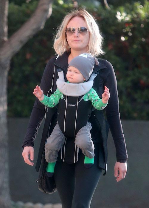 Malin Akerman going for a workout with the cutest workout accessory - her son Sebastian