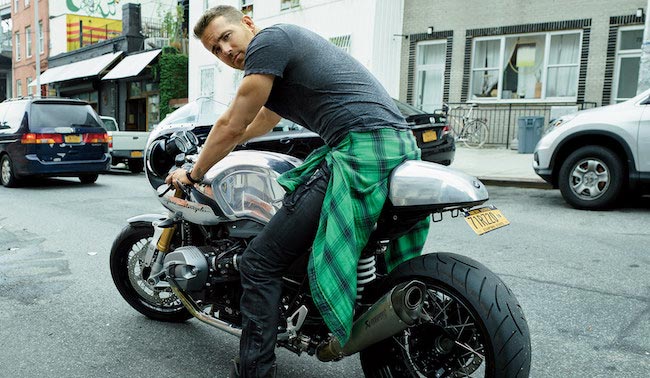 Ryan Reynolds on a bike