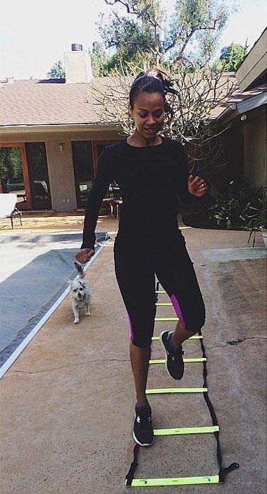 Zoe Saldana's morning workout