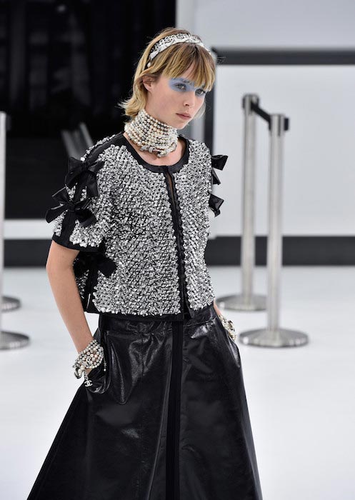 Edie Campbell walking the runway during Paris Fashion Week Womenswear Spring Summer 2016 for Chanel