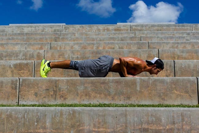 Mark Langowski doing push-ups